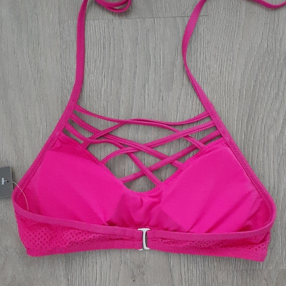 NWT Mossimo Hot Pink Strappy Halter Bikini Top - Picture 5 of 5